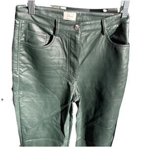 Wilfred Women’s Faux Leather Straight Leg Pants Dark Green Size 2